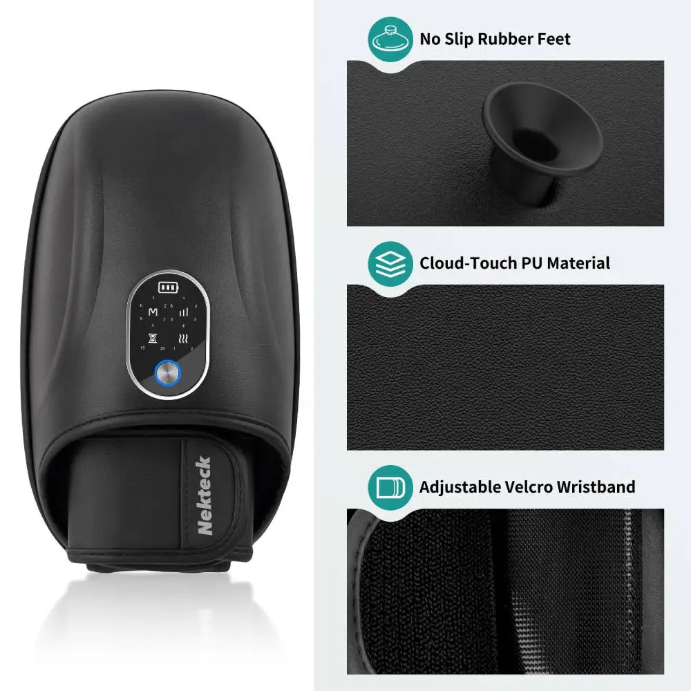 Hand Massager Heat Compression 6 Holes Finger Stretching for Arthritis Carpal Tunnel 6 Levels Pressure Therapy Wrist Palm Gifts