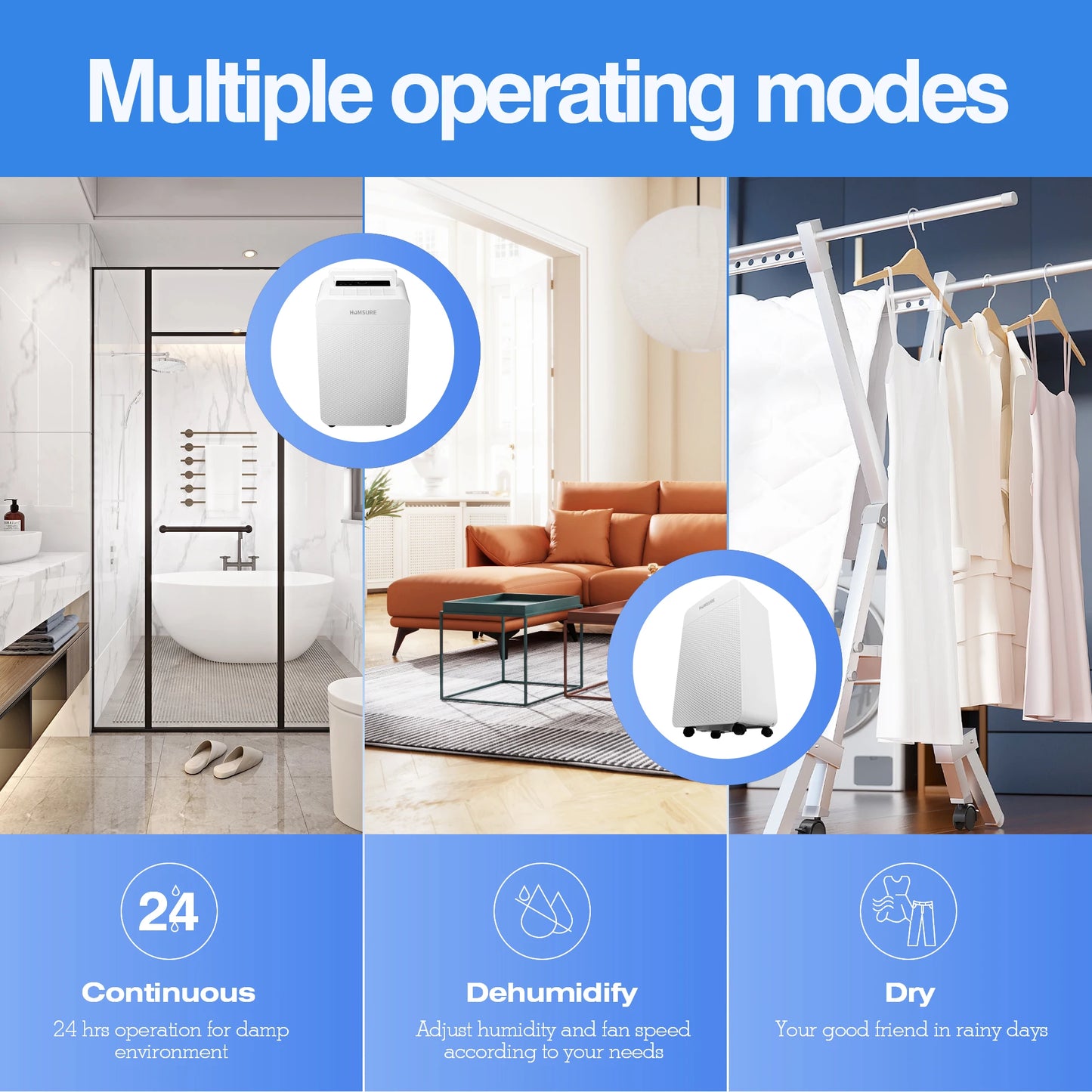 4500 Sq. Ft 70 Pints Dehumidifier for Basement and Home, Bedroom, Equipped With Drainage Hose, Automatic Defrosting