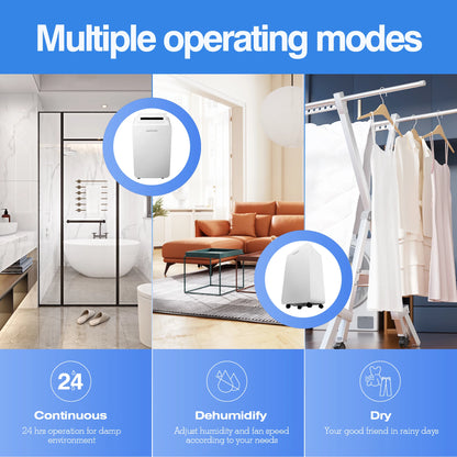 4500 Sq. Ft 70 Pints Dehumidifier for Basement and Home, Bedroom, Equipped With Drainage Hose, Automatic Defrosting