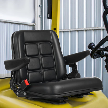 Forklift Seat with Safety Belt and Armrest Tractor Excavator Seat Capacity100kg  Adjustable Angle 35-180°