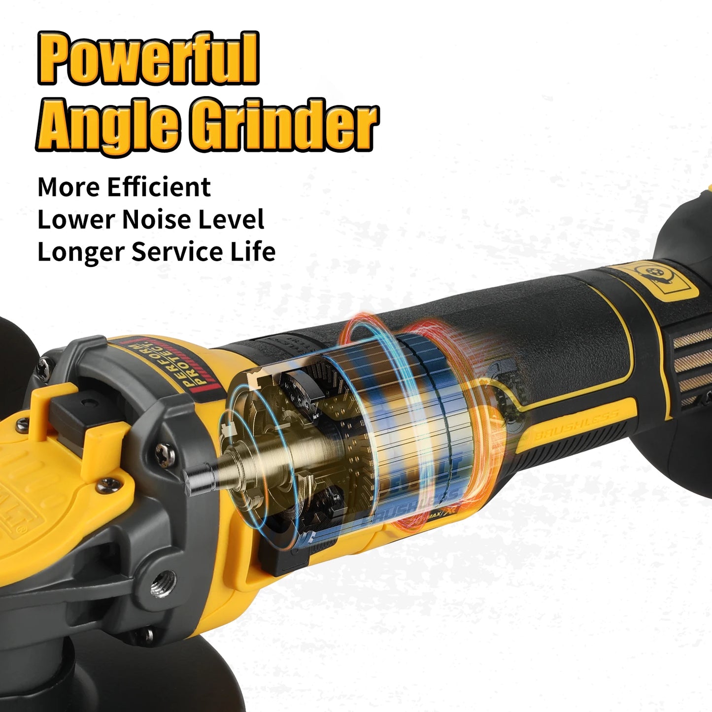 DEWALT DCG409 20V Brushless 125mm Flat - Head Angle Grinder - Unrivaled Freedom in Tool Form for All Cutting & Grinding Tasks