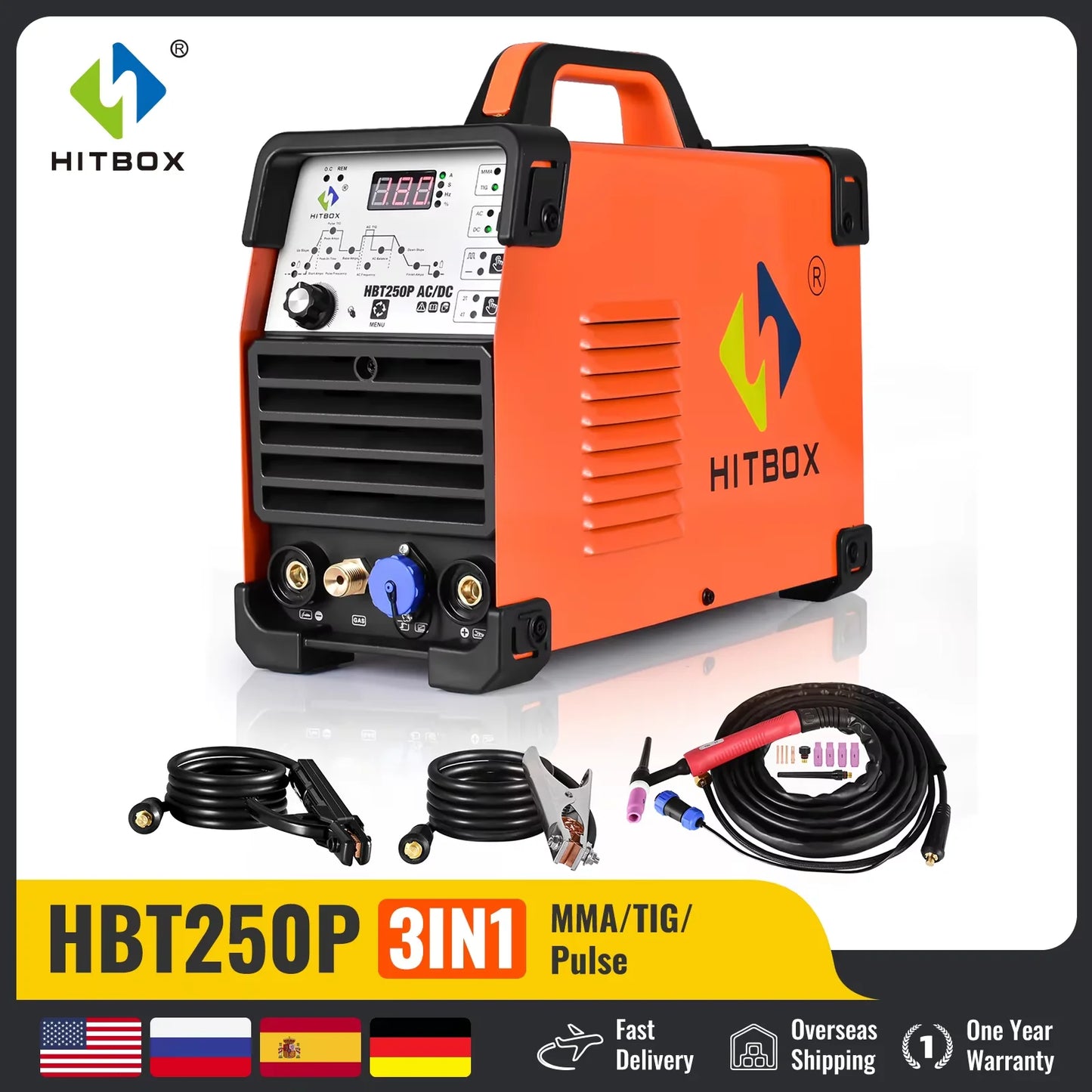 AC/DC Aluminium Tig Welding Machine HBT250P HF TIG/MMA ARC Stick Welder with Pulse Argon Welding IGBT Inverter 2T/4T