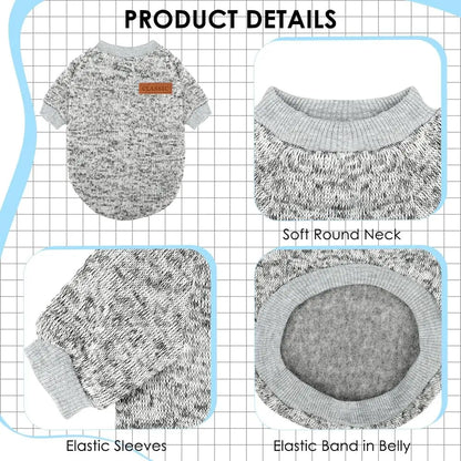 3 Pack Small Dog Sweaters Winter Fleece Warm Soft Pet Apparel for Dogs Cats