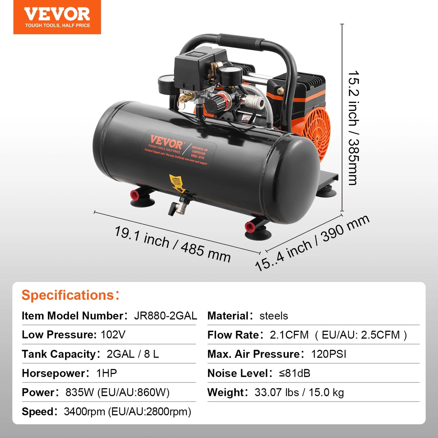 Air Compressor 750W/1450W/3000W Oil Free Air Compressor Quiet Portable Compressor Pump for Auto Repair Tire Inflation