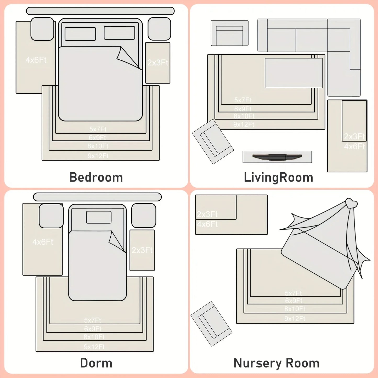 Fluffy Long Shag Zebra Print Rug, Large Area Rug, Super Soft