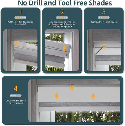 Cordless Electric Window Blinds with Remote Control, No Drill Installation, White 24x72 Inches