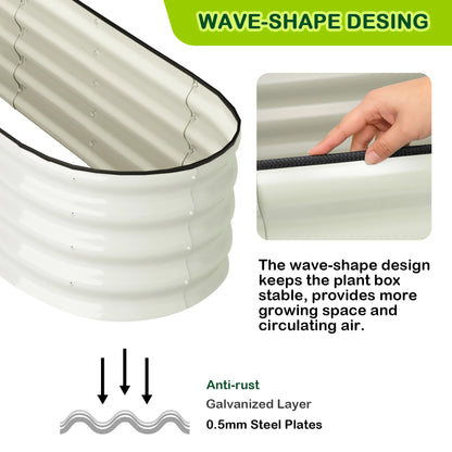 2 Pcs 4.5x2x1ft Oval Raised Garden Bed, Galvanized Raised Beds,Open-Ended Base Metal Raised Planter Beds,Garden Bed Outdoor