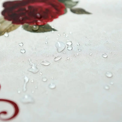 Lace Embroidered Tablecloth, Rectangular Cover,Classic Oblong Antique Flower Decor Macrame Tablecloth, Burgundy