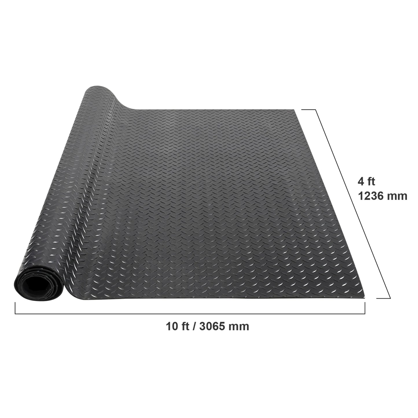 Diamond-Plate Rubber Flooring Roll 4 x 6/8/10/15 ft SBR Rubber Garage Floor Mat Easy to Clean for Under Cars Garage Gym