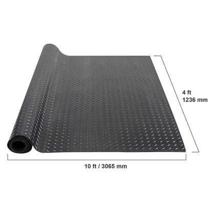 Diamond-Plate Rubber Flooring Roll 4 x 6/8/10/15 ft SBR Rubber Garage Floor Mat Easy to Clean for Under Cars Garage Gym