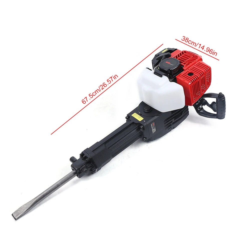 52CC 2 Stroke Gas Demolition Petrol Jack Hammer Concrete Breaker Jack Drill + 2 Chisel