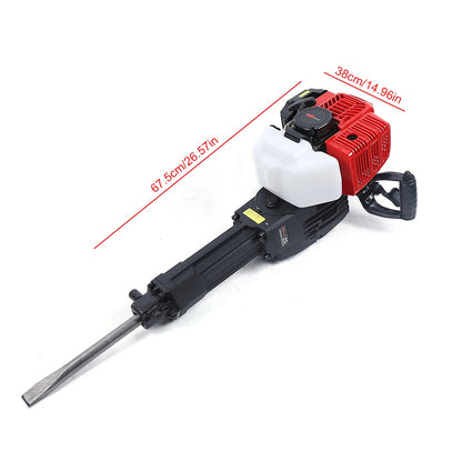 52CC 2 Stroke Gas Demolition Petrol Jack Hammer Concrete Breaker Jack Drill + 2 Chisel