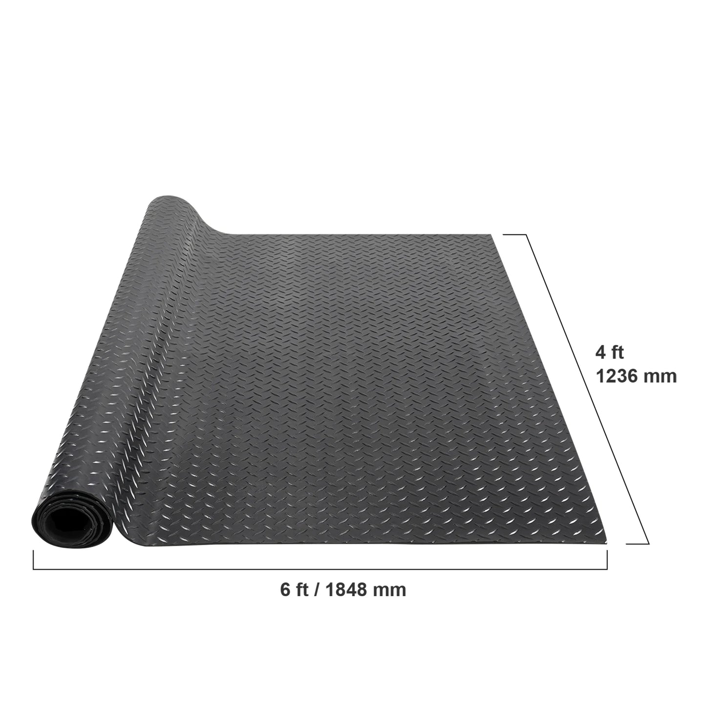 Diamond-Plate Rubber Flooring Roll 4 x 6/8/10/15 ft SBR Rubber Garage Floor Mat Easy to Clean for Under Cars Garage Gym