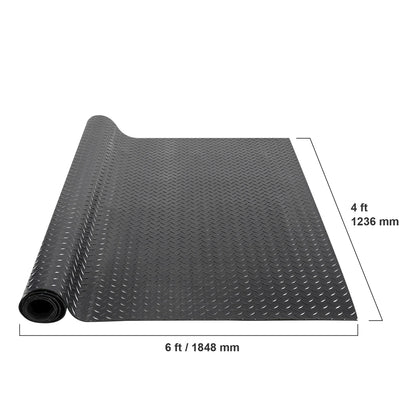 Diamond-Plate Rubber Flooring Roll 4 x 6/8/10/15 ft SBR Rubber Garage Floor Mat Easy to Clean for Under Cars Garage Gym