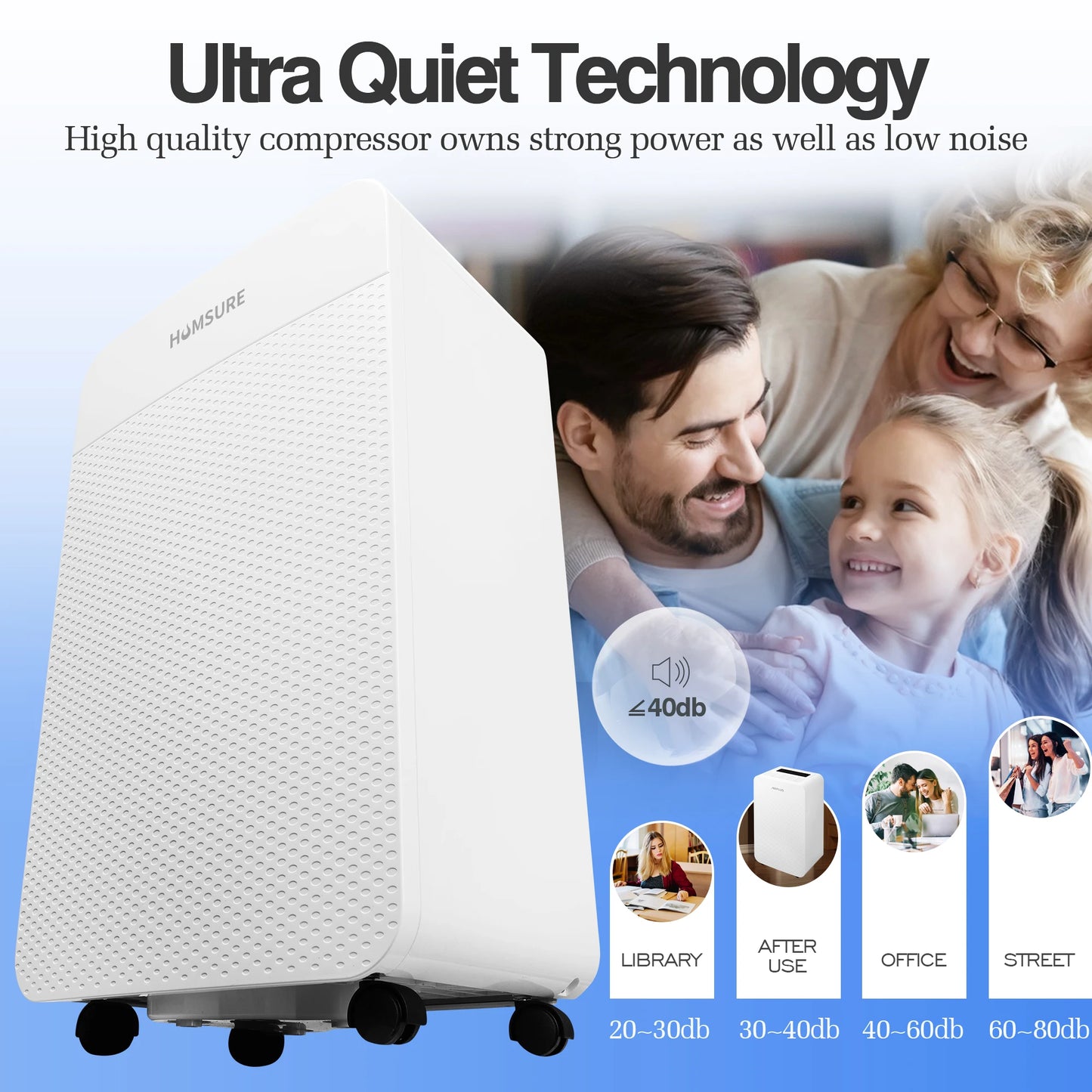 4500 Sq. Ft 70 Pints Dehumidifier for Basement and Home, Bedroom, Equipped With Drainage Hose, Automatic Defrosting