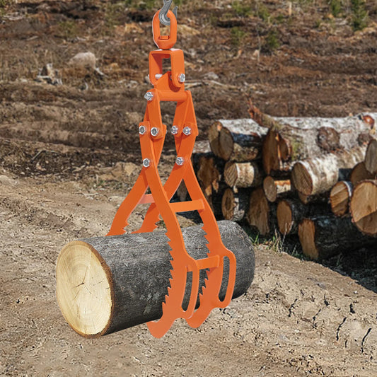4 Claw Log-Lifting Tong Professional Log Skidding Tong Orange Steel Non-slip Jaw for Forestry Ranching Construction