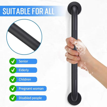 Pack 24 Inch Shower Grab Bars for Seniors Bathroom, Black Stainless Steel Safety Support Handles for Shower, Anti Slip Grab Bar