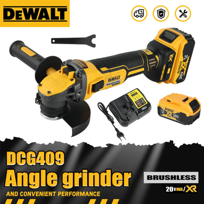 DEWALT DCG409 20V Brushless 125mm Flat - Head Angle Grinder - Unrivaled Freedom in Tool Form for All Cutting & Grinding Tasks