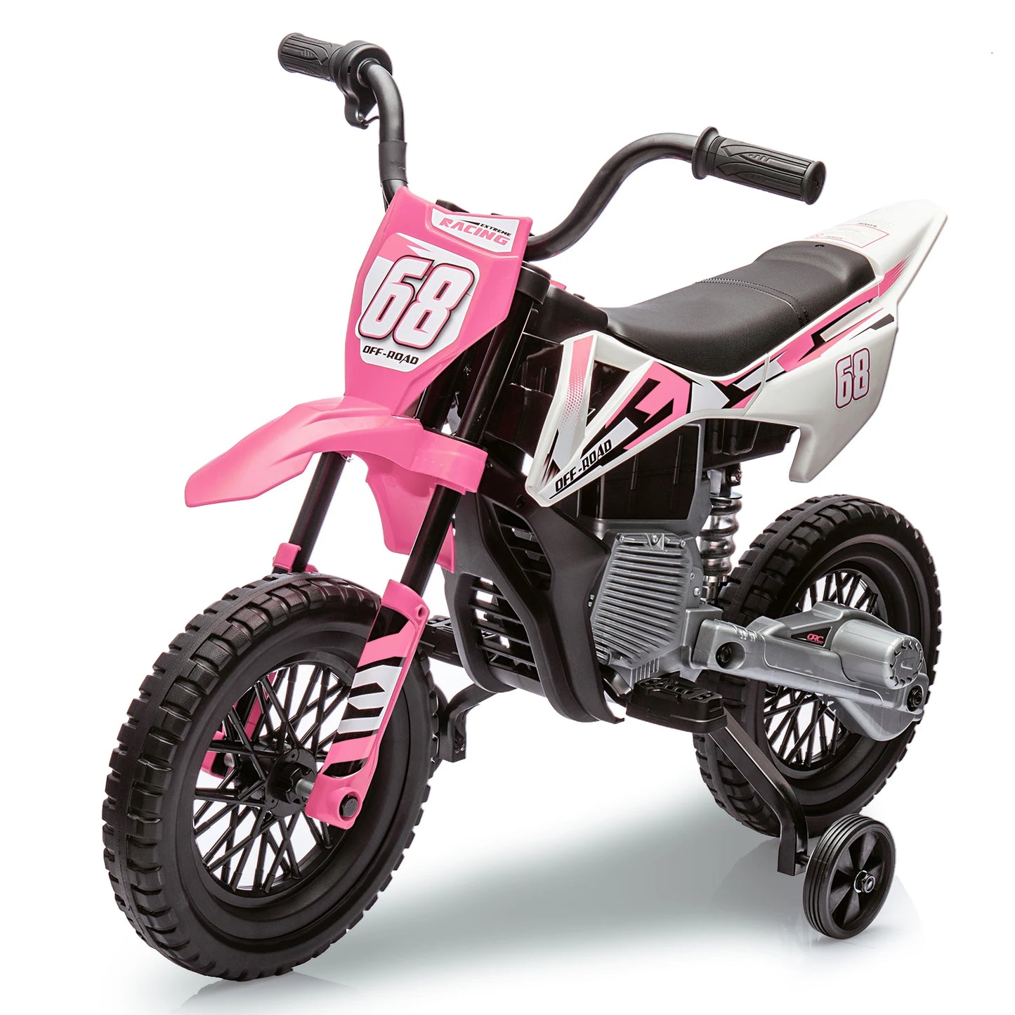 12v Kids Electric Dirt Bike with Training Wheels, 3Mph Max Speed