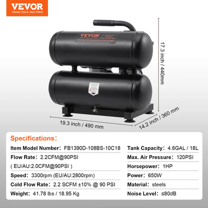 Air Compressor 750W/1450W/3000W Oil Free Air Compressor Quiet Portable Compressor Pump for Auto Repair Tire Inflation