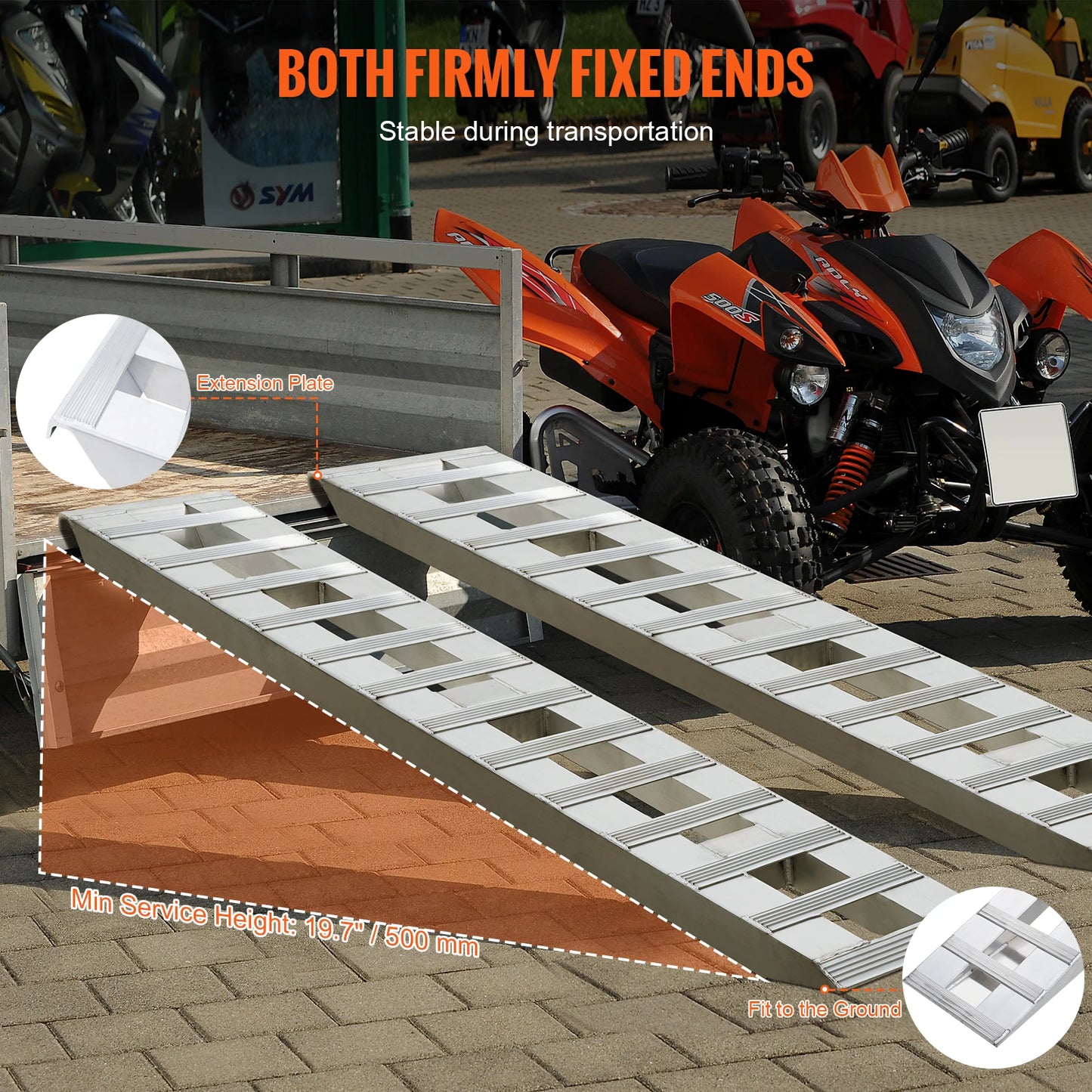Aluminum Ramps 6000 LBS Capacity Loading Ramps for Motorcycle/Dirt Bike/Trailer/ATV/UTV/Garden Tractor/Lawn Mower, 2PCS