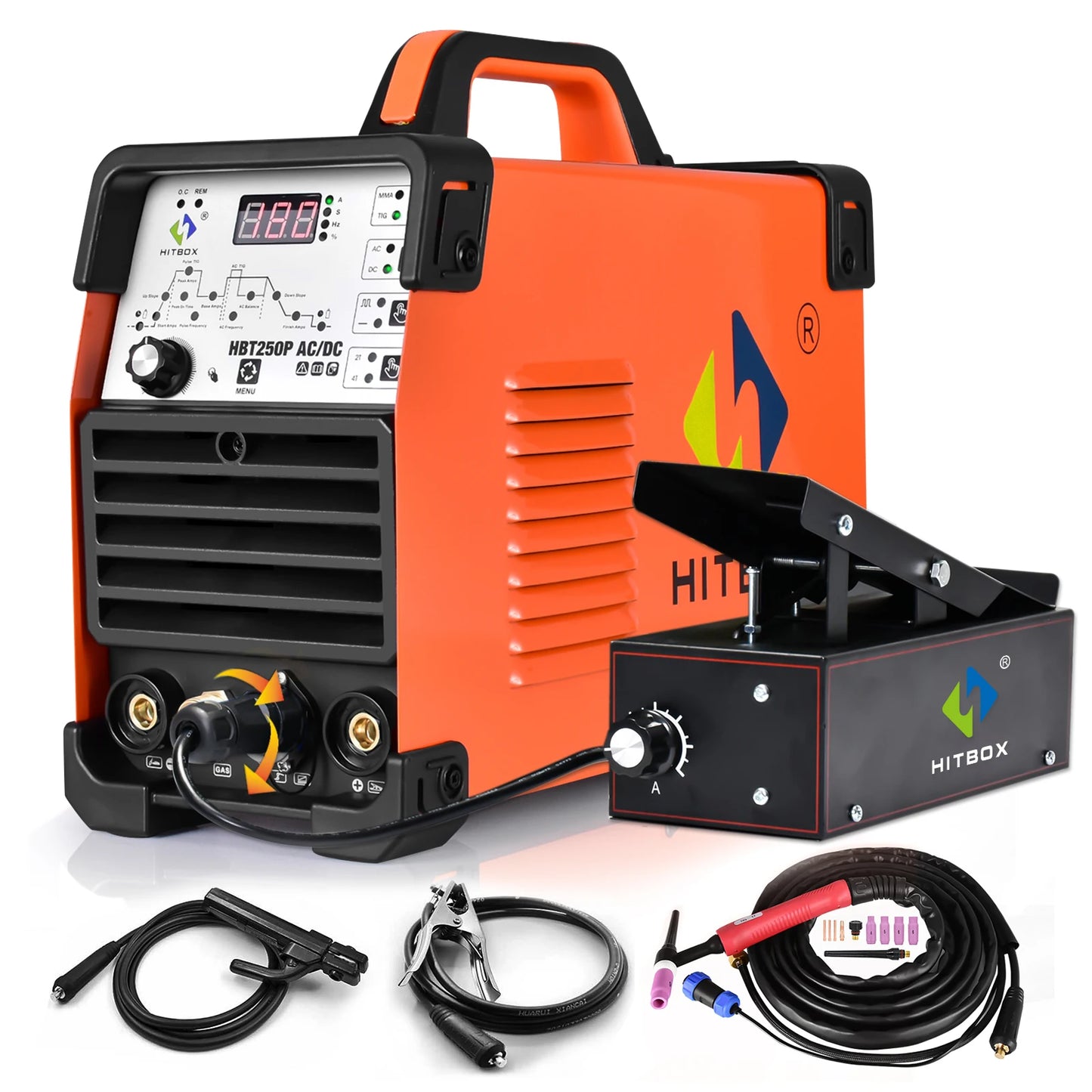 AC/DC Aluminium Tig Welding Machine HBT250P HF TIG/MMA ARC Stick Welder with Pulse Argon Welding IGBT Inverter 2T/4T